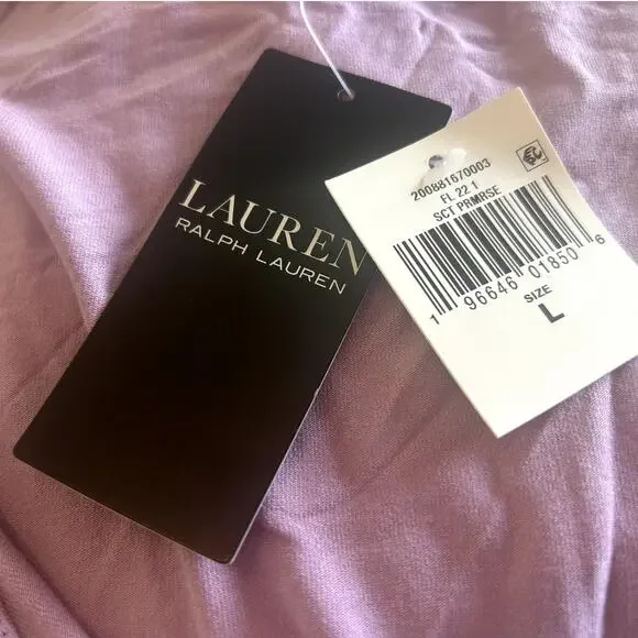 NWT Lauren Ralph Lauren Tie-Front Peplum Top – Purple, Women’s Large - Picture 5 of 5